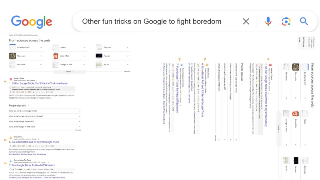 Other fun tricks on Google to fight boredom